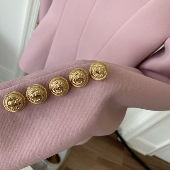 NEW!Double breasted jacket & pants pink beige suit - Picture 8 of 9